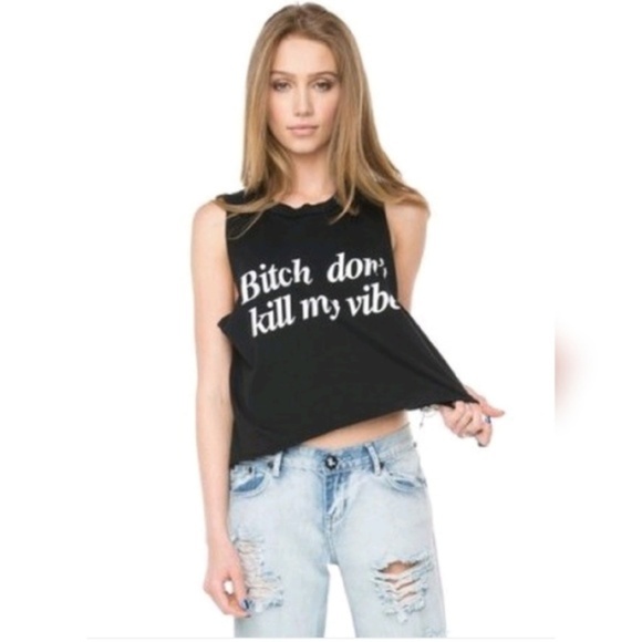 Brandy Melville Tops - Sale ⬇ Brandy Melville Don’t Kill My Vibe Crop Top